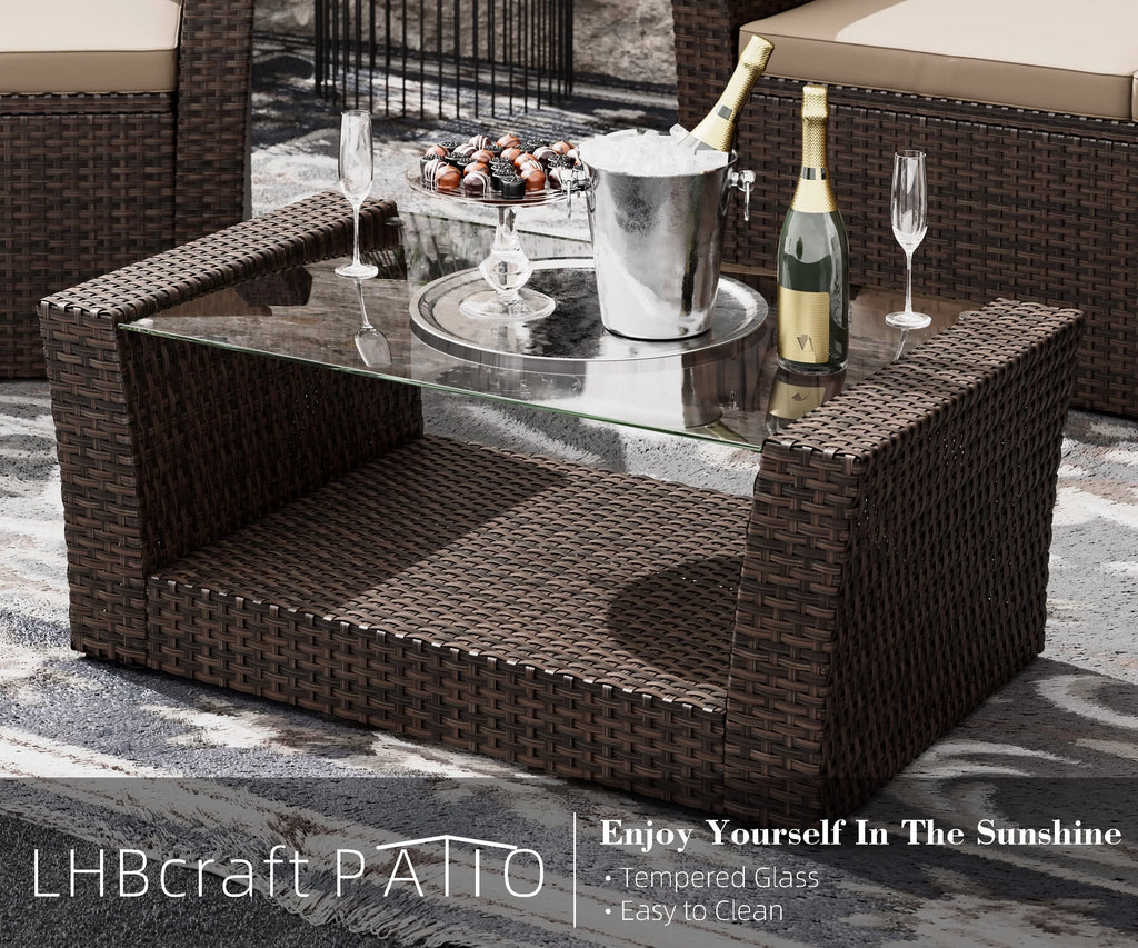 4-Piece Rattan Wicker Patio Furniture Set with Cushions V11229