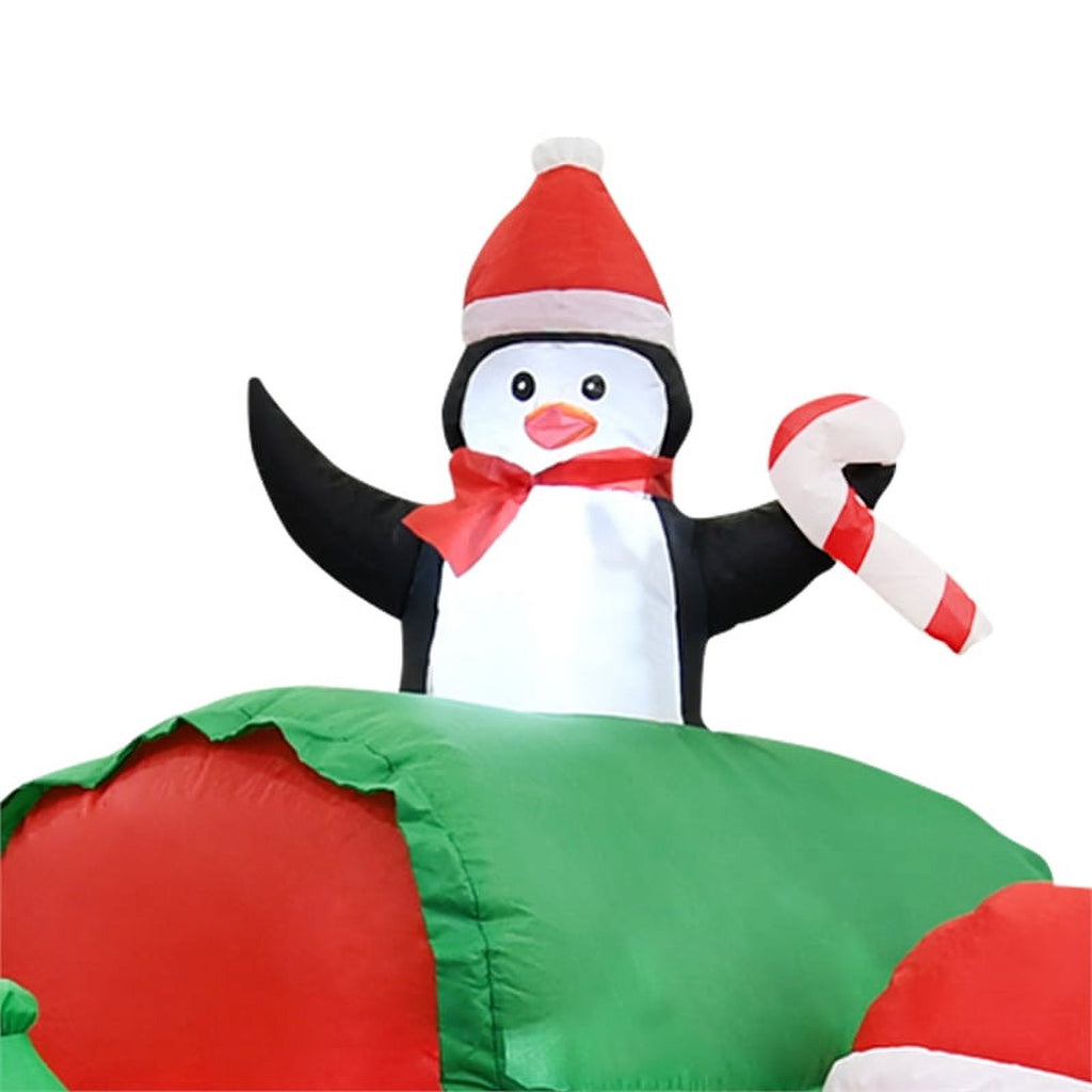 6.5FT Multi-Colored Christmas Penguins In The Train Inflatable X60166