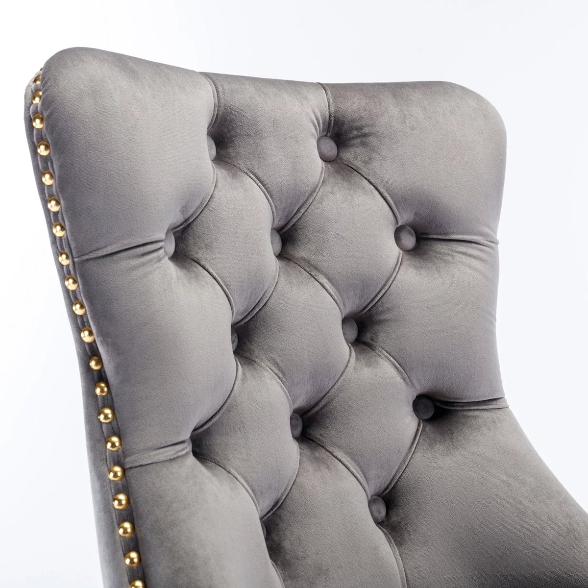 Velvet Upholstered Tufted Office Chair with Golden Metal Base I955873