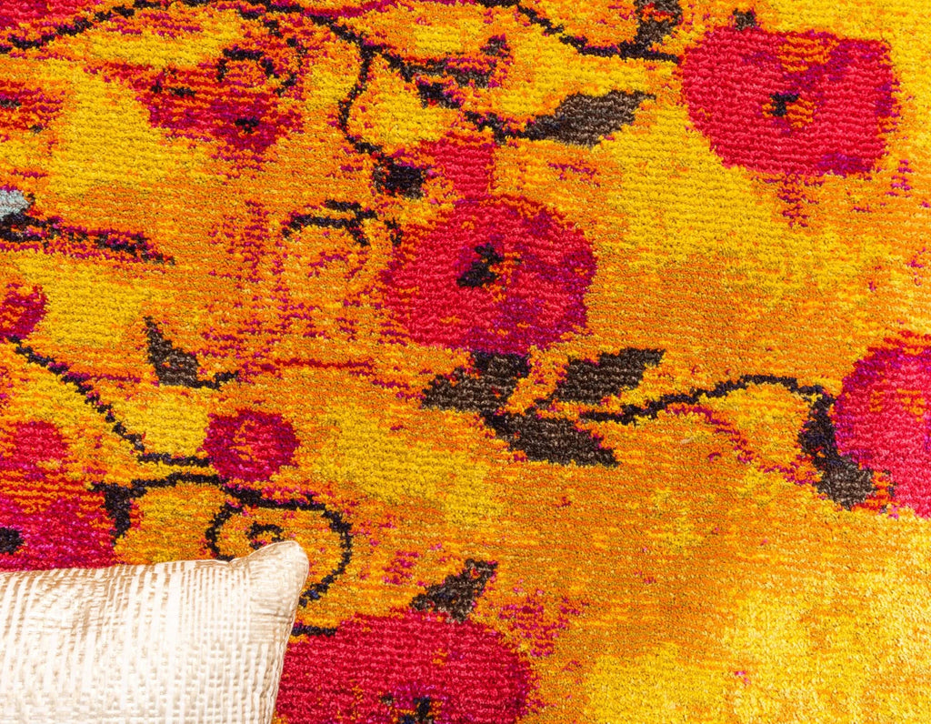 Yellow Light Blue Floral Modern Rectangle Rug Y2690