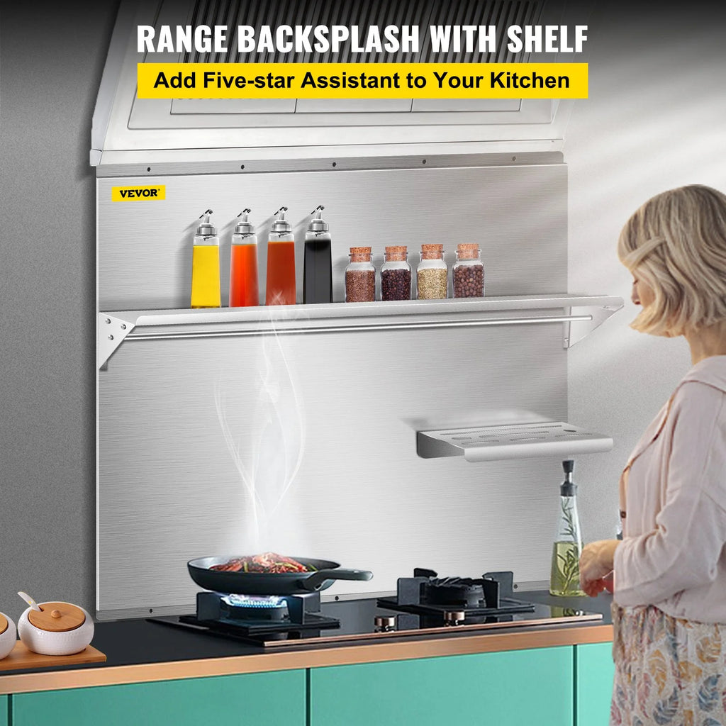 36 x 30.7 in. Stainless Steel Range Backsplash with Shelf Q22280