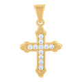 10k Yellow Gold CZ Cross Pendant Necklace M908