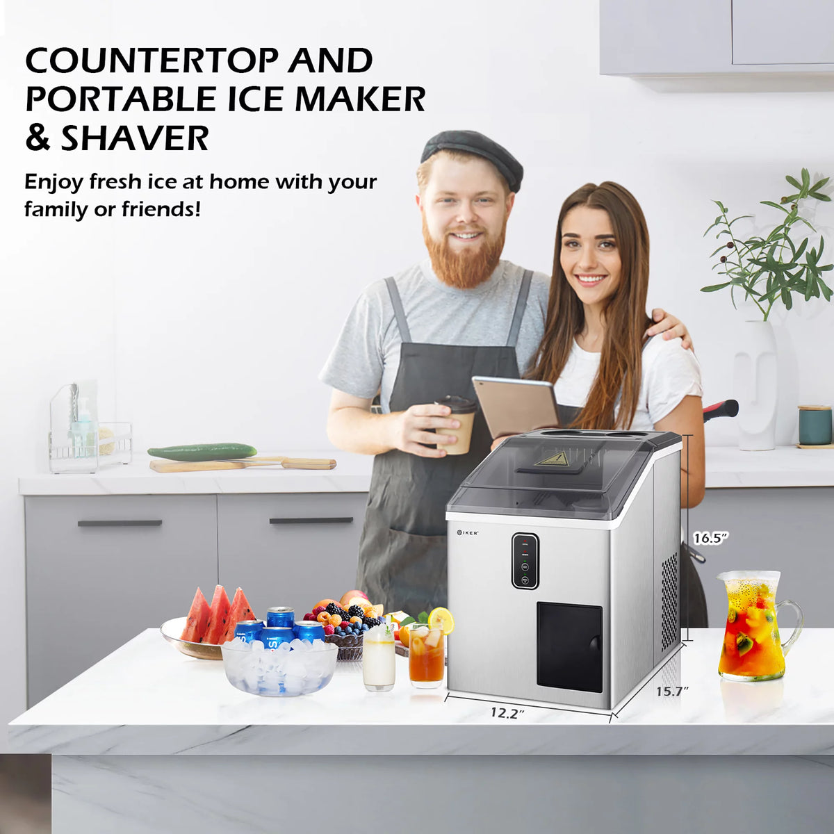Countertop Ice Maker and Ice Shaver Machine 33lb/24H F630191