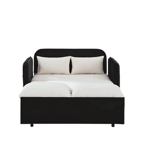 Velvet Convertible Sofa Bed with Removable Armrests Y97196