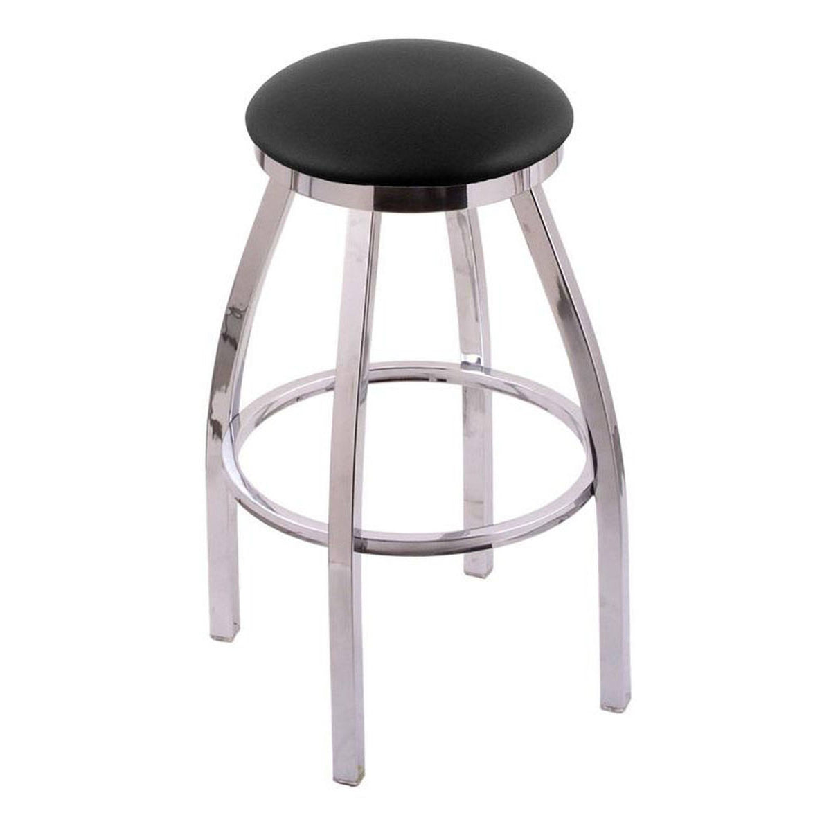 Swivel Bar Stool with Chrome Finish and Black Vinyl Seat P6252