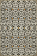 Soft Ivory Grey Orange Square Vintage Vinyl W326