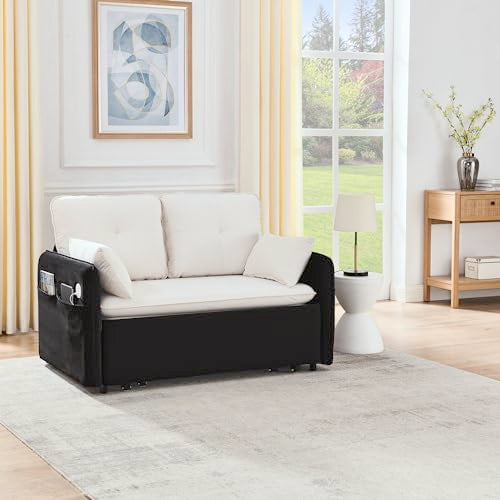 Velvet Convertible Sofa Bed with Removable Armrests Y97196