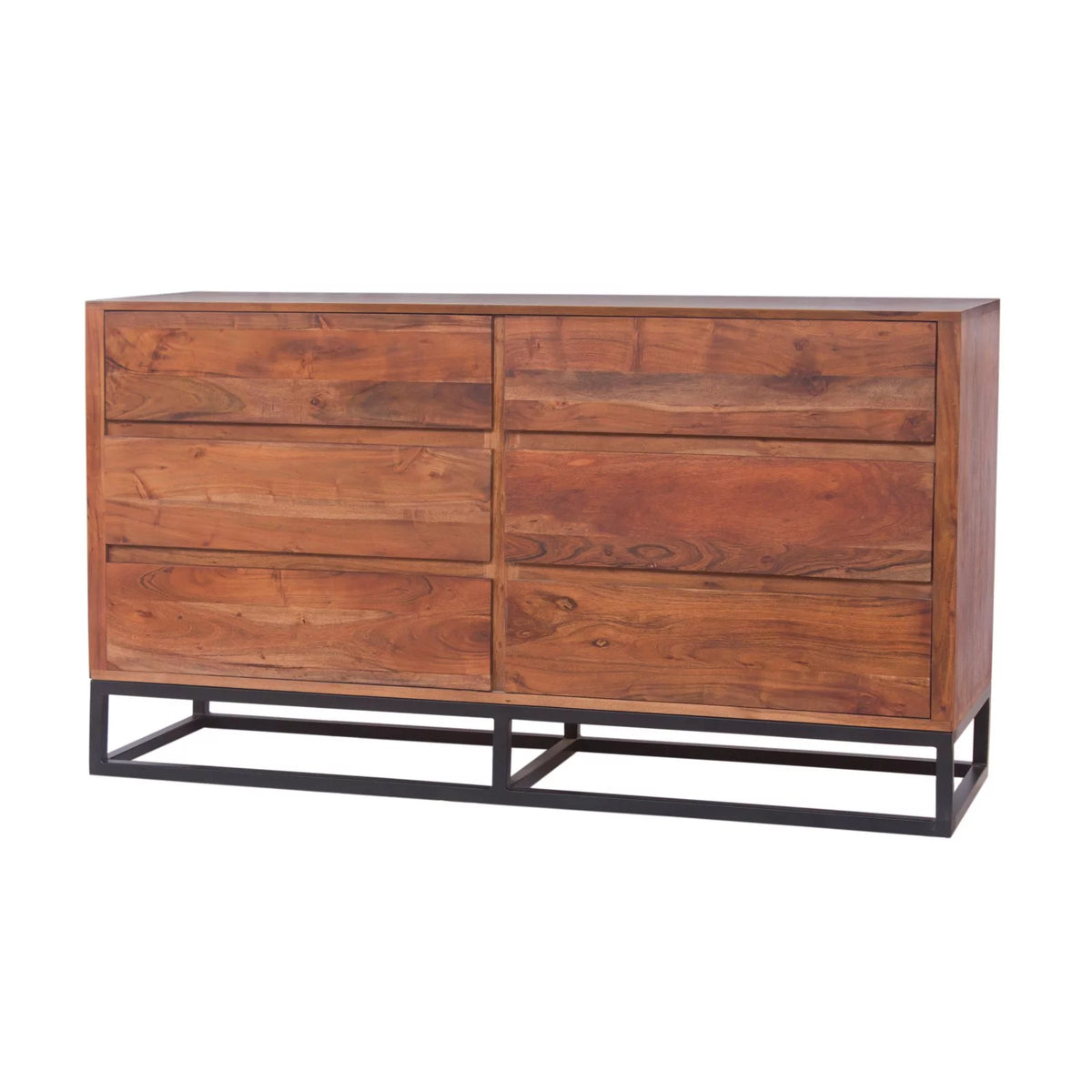 Acacia Wood Dresser or Display Unit Walnut Brown & Black V735241