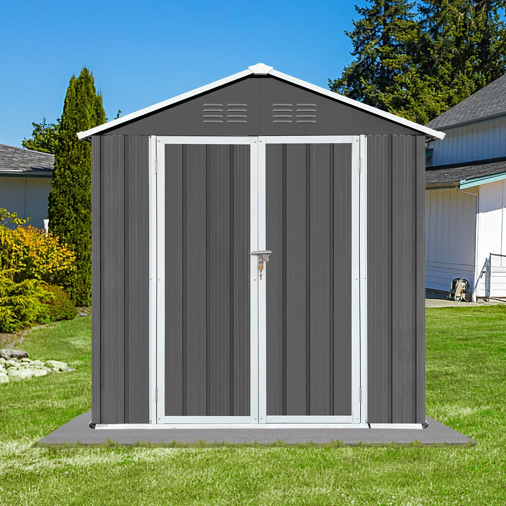 6' x 4' Metal Outdoor Storage Shed with Lockable Doors C244