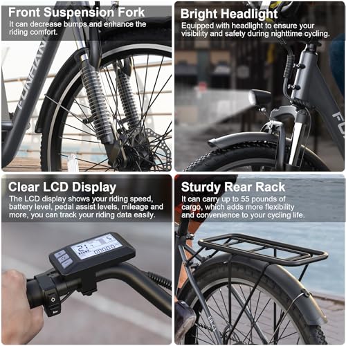 26" 1000W Peak Electric Bike with 48V Removable Li-ion Battery W563