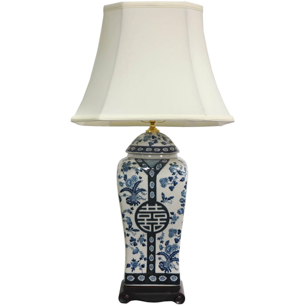 Blue & White Floral Vase Lamp S43973