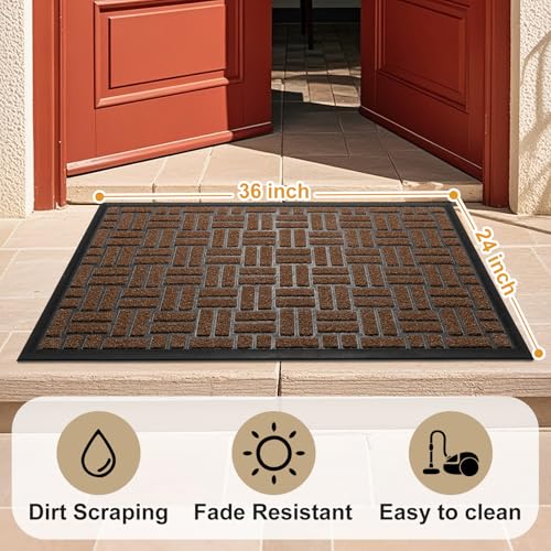 Yellow 36x17 Inches Non-Slip Low-Profile Front Door Mat V9213