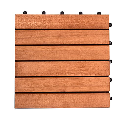 8-Slat Acacia Hardwood Interlocking Deck Tile F119309