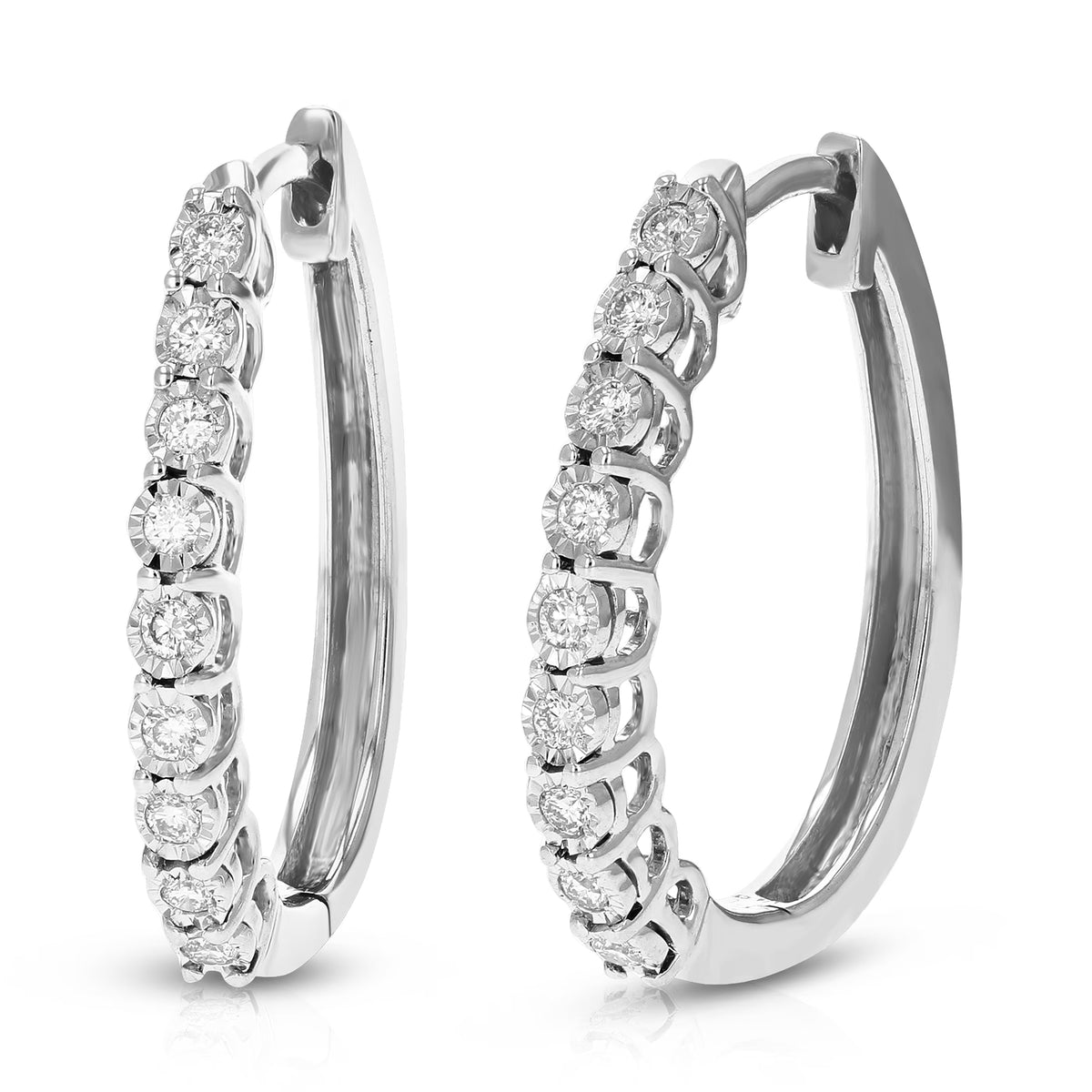 1/4 CTTW Lab Grown Diamond Hoop Earrings 925 Sterling Silver 3/4 Inch A11265