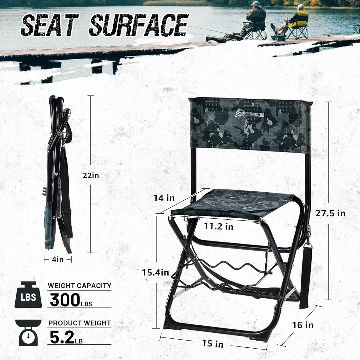 Folding Fishing Chair with Rod Holder V5552