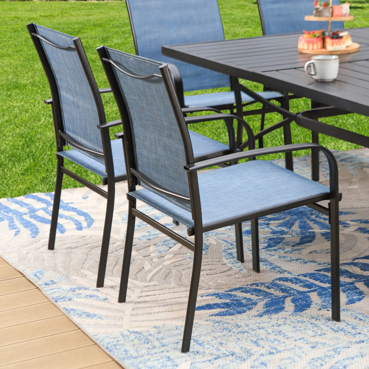 9-Piece Outdoor Patio Dining Set with Steel Table & Textilene Chairs V282