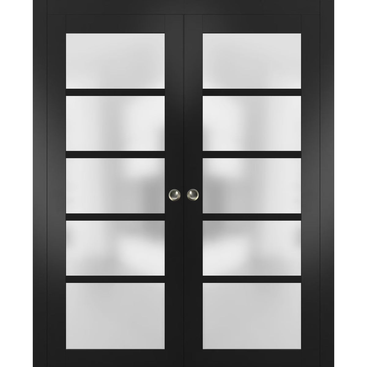 Frosted Glass Sliding French Double Pocket Doors 48 x 80 inches Solid Wood Y7705