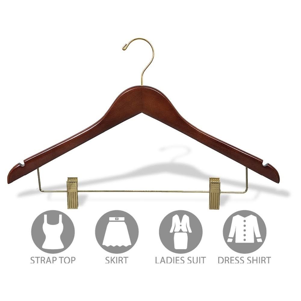 Wooden Combo Hanger with Adjustable Clips Case of 50 Y380096