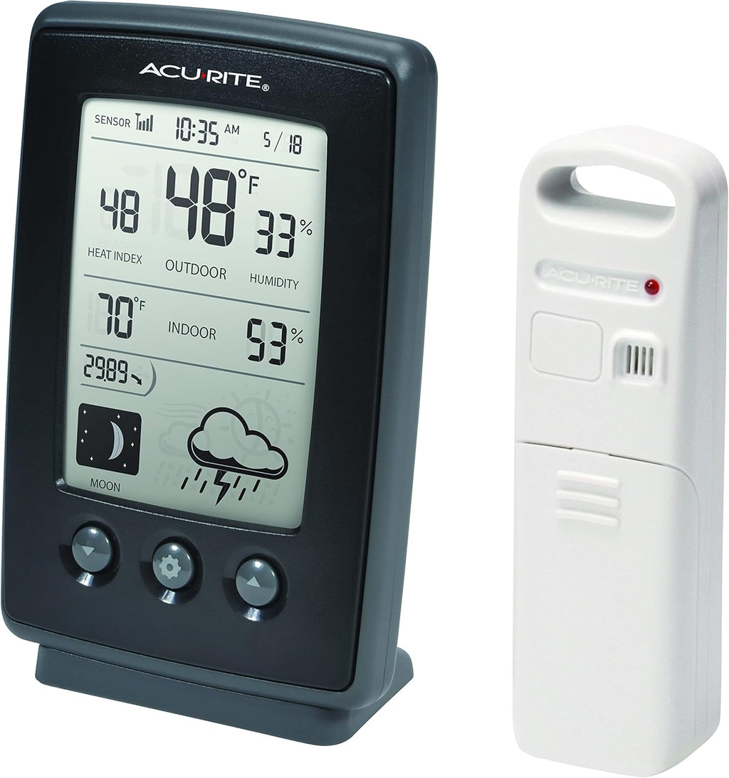 Black Digital Weather Forecaster with Indoor/Outdoor Temperature and Humidity V63917