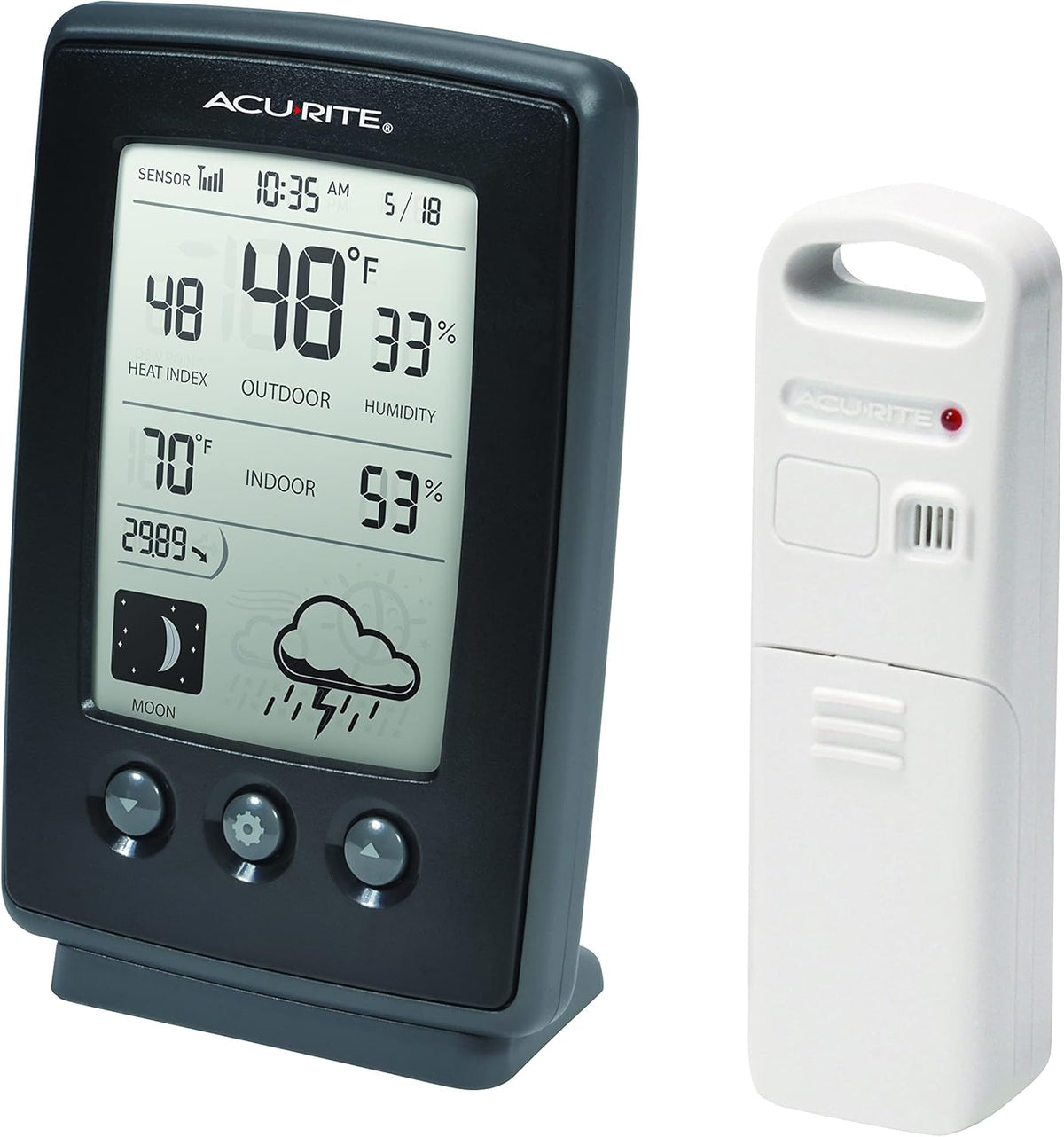 Black Digital Weather Forecaster with Indoor/Outdoor Temperature and Humidity V63917