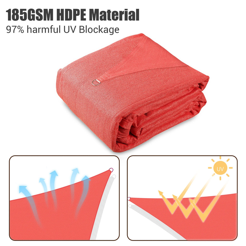 Watermelon Red 20x16Ft Rectangle Sun Shade Sail C1349