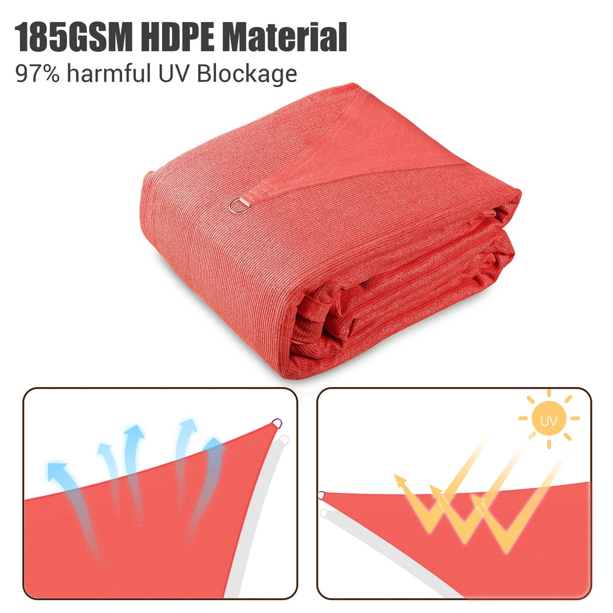 Watermelon Red 20x16Ft Rectangle Sun Shade Sail C1349