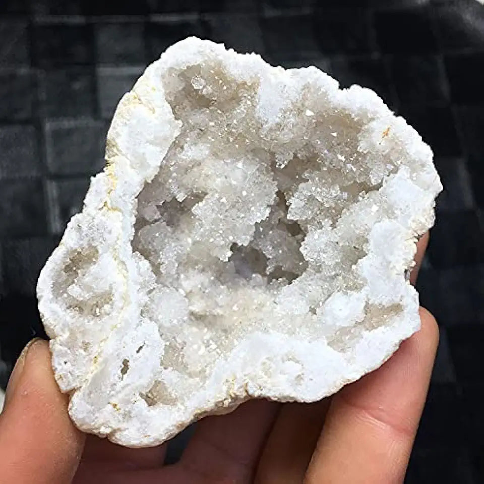 Raw White Agate Geode Quartz Crystal Cluster L731