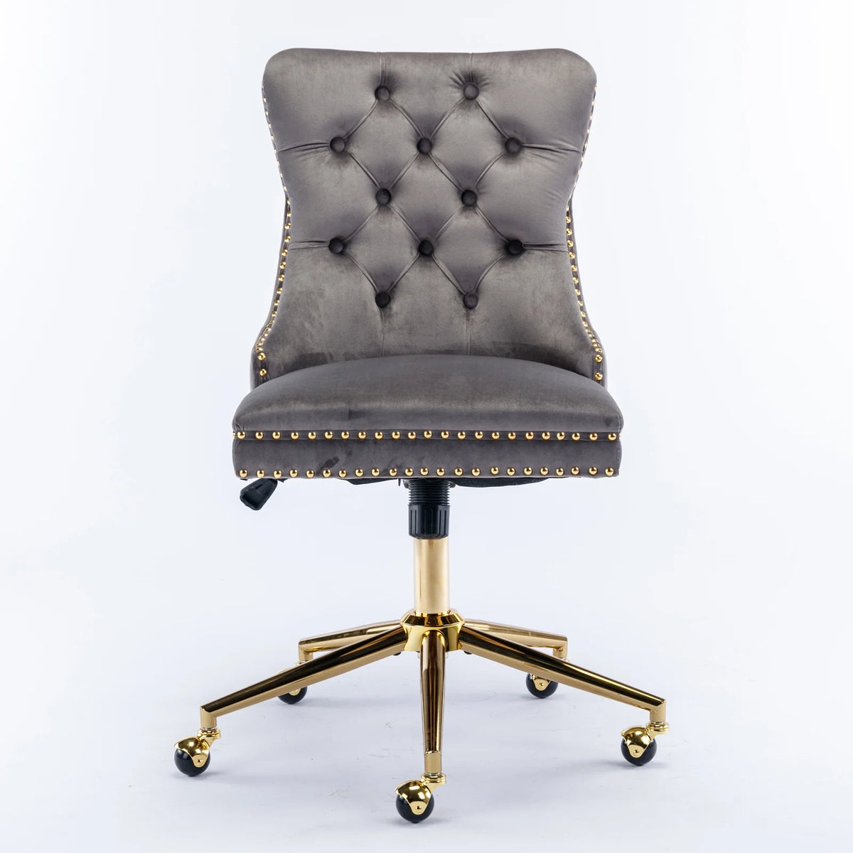 Velvet Upholstered Tufted Office Chair with Golden Metal Base I955873