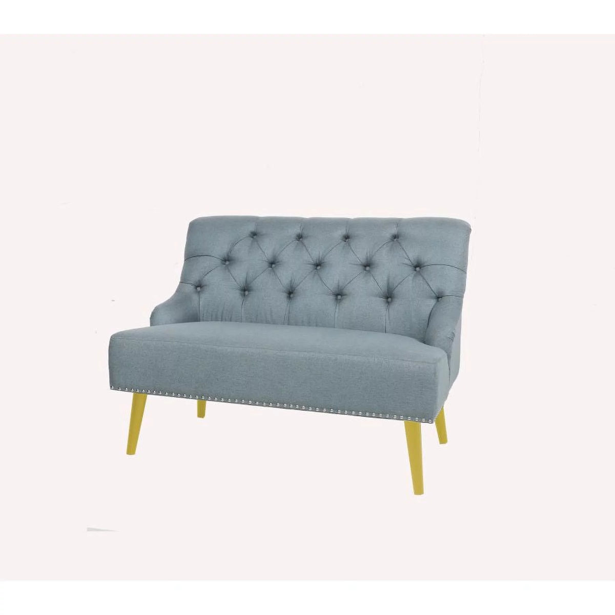Light Blue Fabric Armless Loveseat W675416