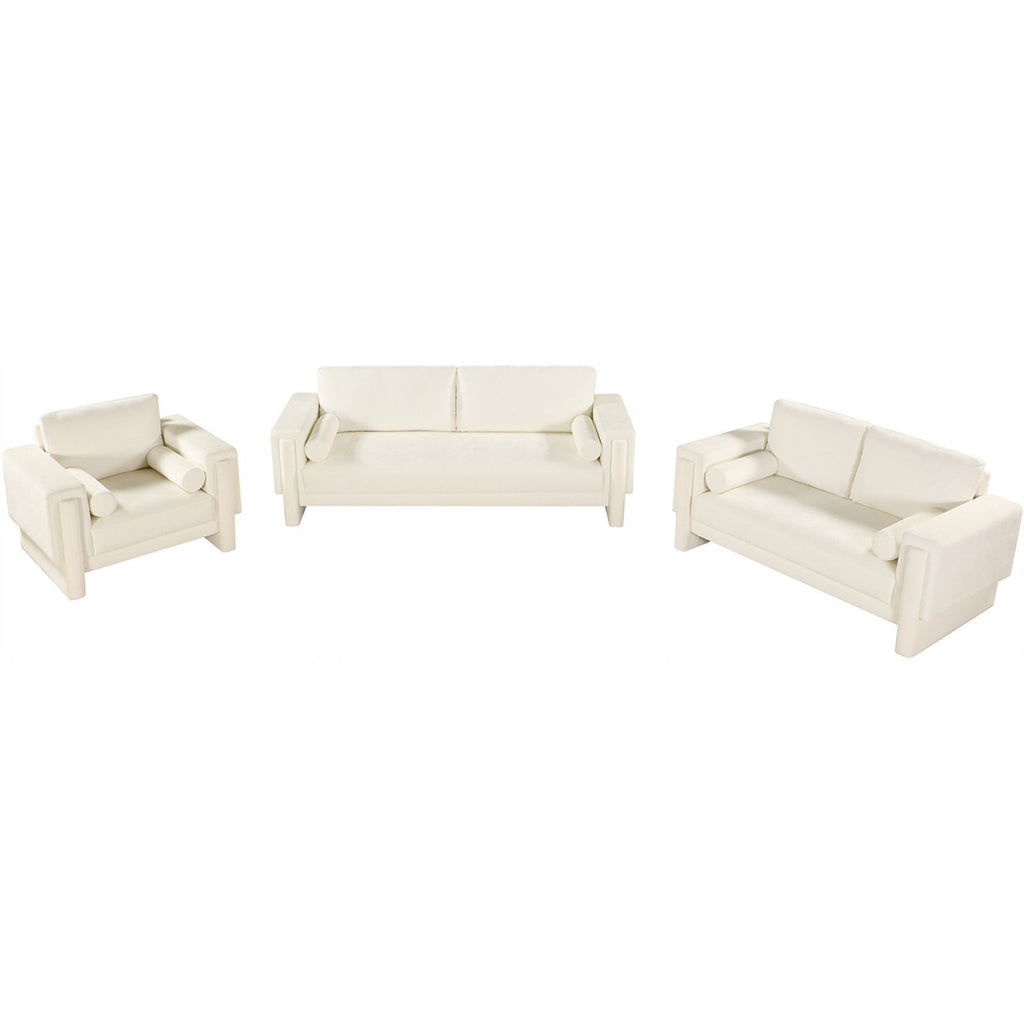 Cream Chenille Fabric Loveseat J565