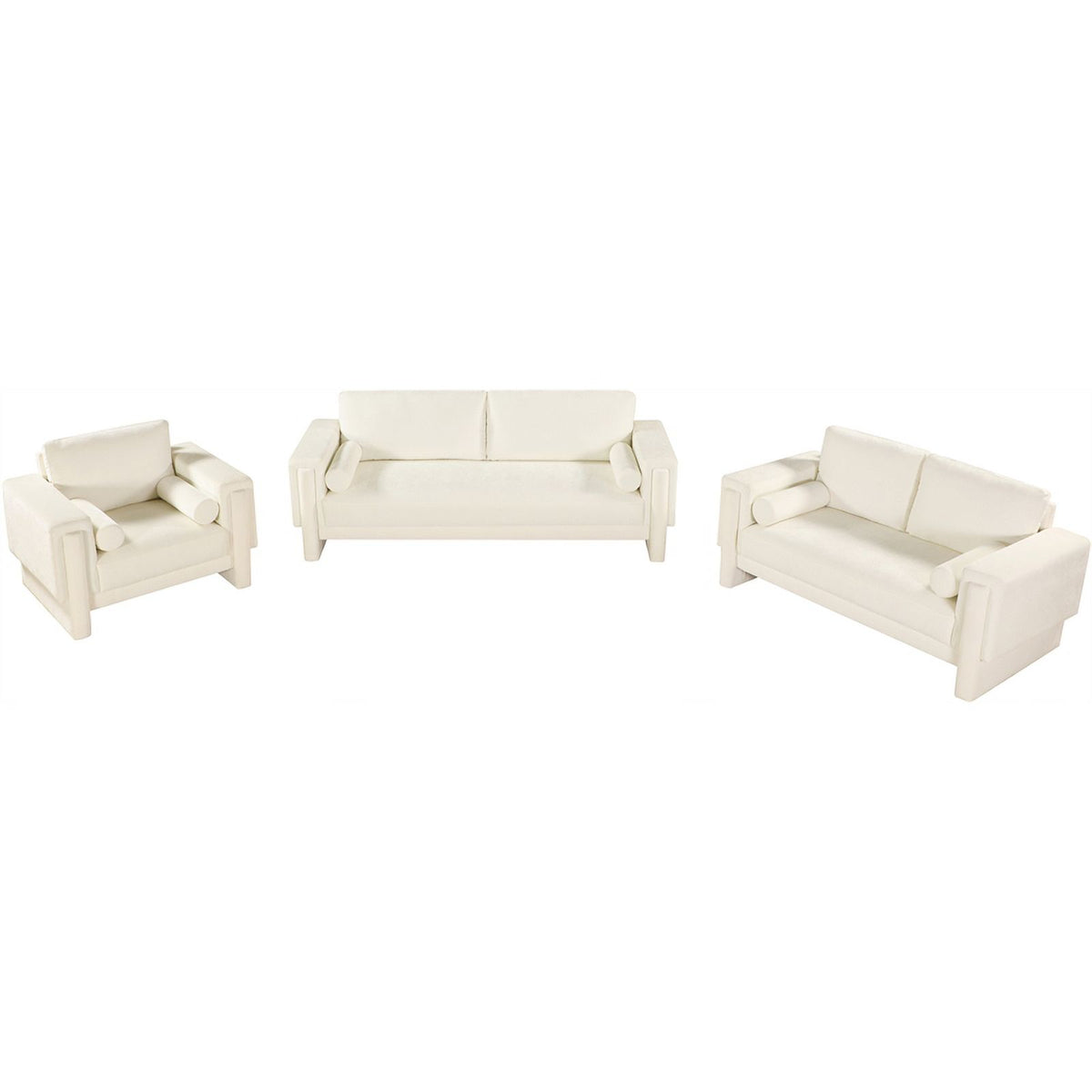 Cream Chenille Fabric Loveseat J565