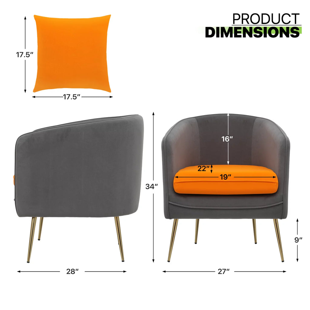 Yellow Grey Upholstered Barrel Armchair T28179