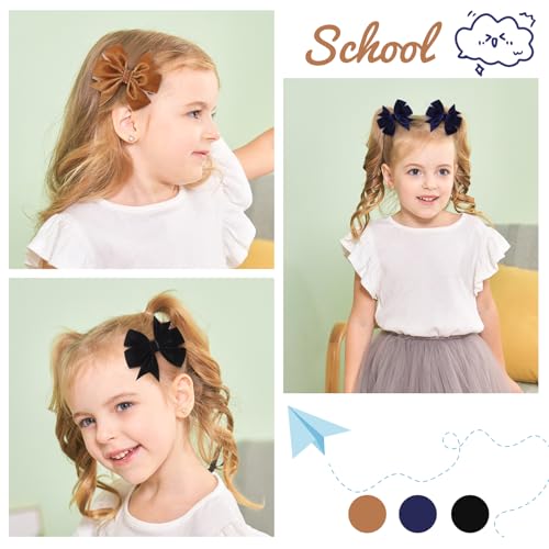 Velvet Hair Bows, 20PCS 3" Alligator Clips S61877