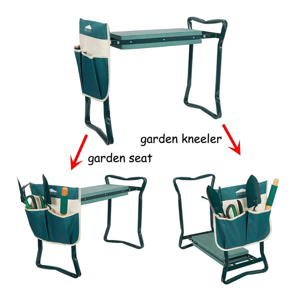Folding Garden Kneeler Seat Portable Bench Stool with Kneeling Pad Y54520