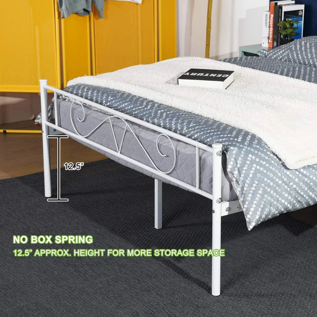 Queen Size Metal Platform Bed Frame with Headboard E86433