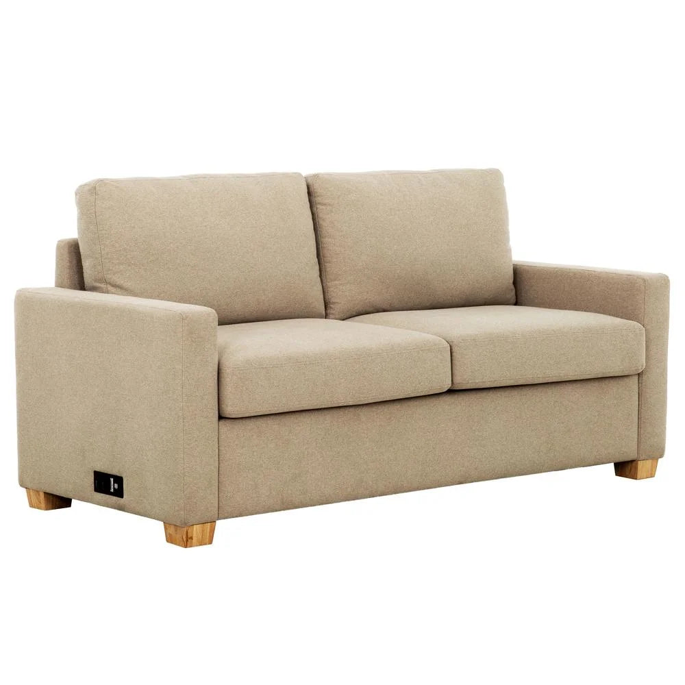 Beige Convertible Full Sleeper Sofa with USB Port T82672