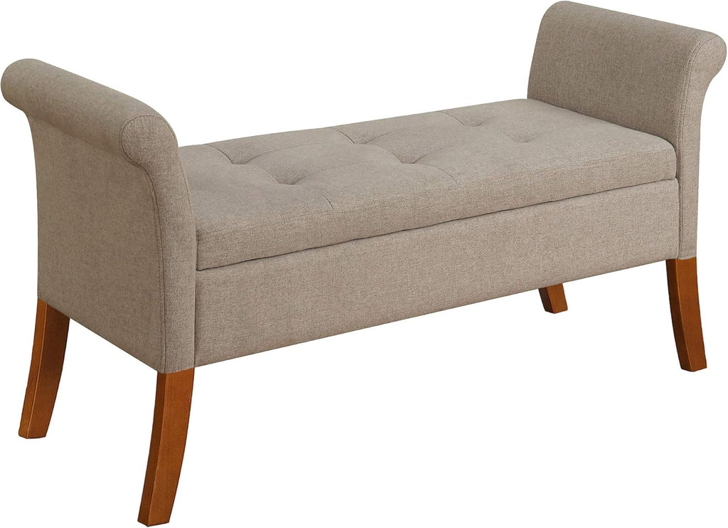 Beige Botanical Storage Bench K5255