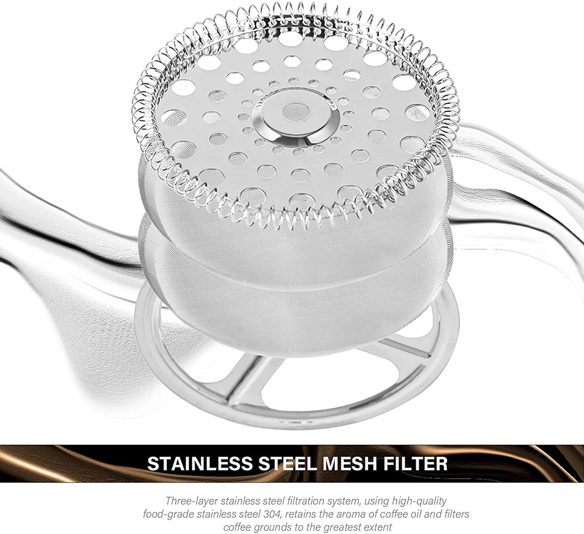 French Press Coffee & Milk Frother 34oz Heat Resistant Borosilicate Glass W523