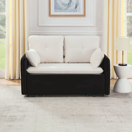 Velvet Convertible Sofa Bed with Removable Armrests Y97196