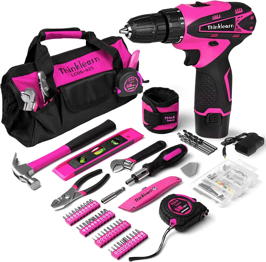 Pink 137 Piece Cordless Drill and Tool Set Y281