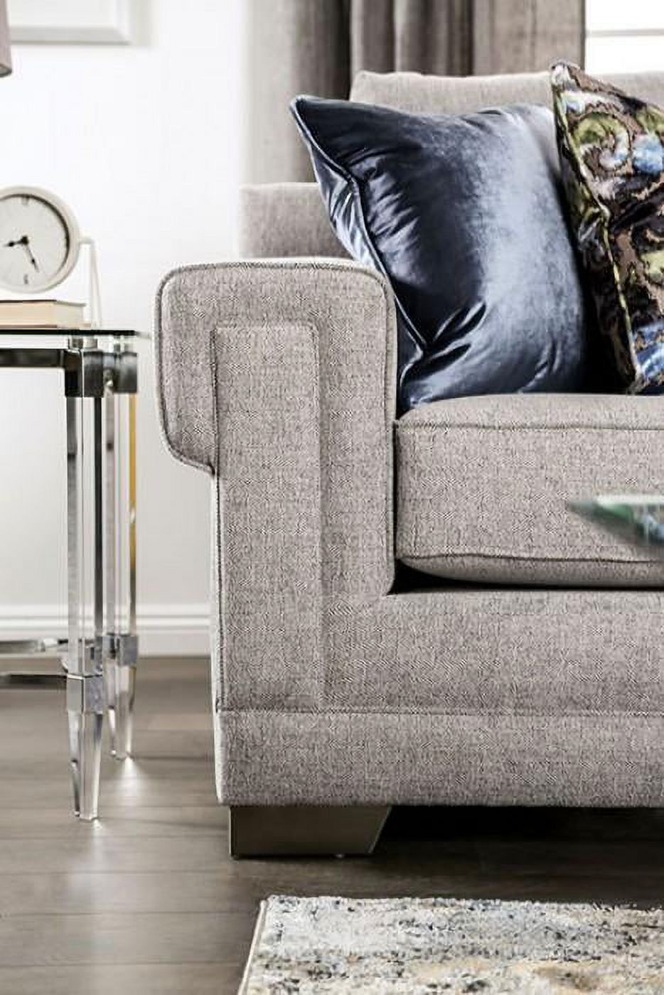 Light Gray Chenille Sofa and Loveseat B32769