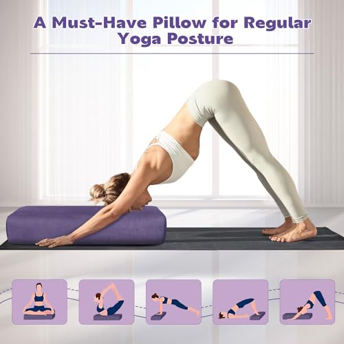 Rectangular Yoga Bolster Pillow with Washable Suede Cover, 27"X10"X5.5" W37997