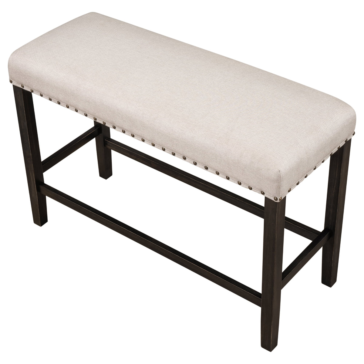 Rustic Wooden Upholstered Dining Bench U868136