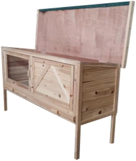 Outdoor Wooden Rabbit Hutch with Open-up Roof and Pull Out Tray I5809