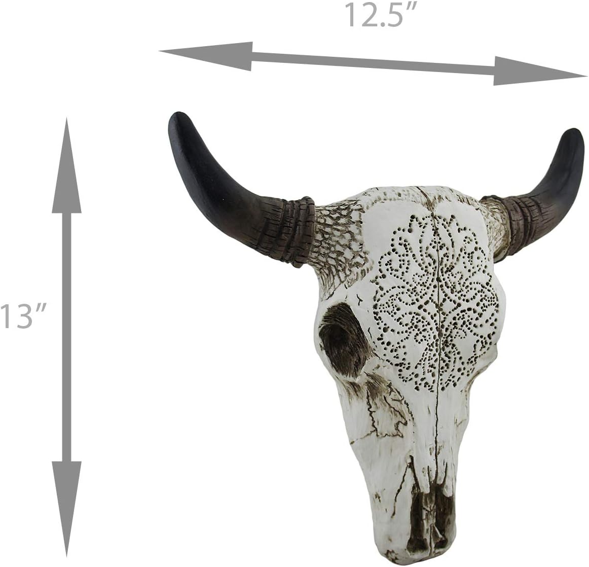 Carved White Bull Skull Wall Hanging Pack of 2 G2762