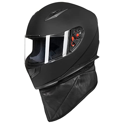 Full Face Motorcycle Helmet with Removable Neck Scarf and 2 Visors F80921