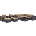 Brown Rattan 10 PCS Sectional Sofa Set X98995