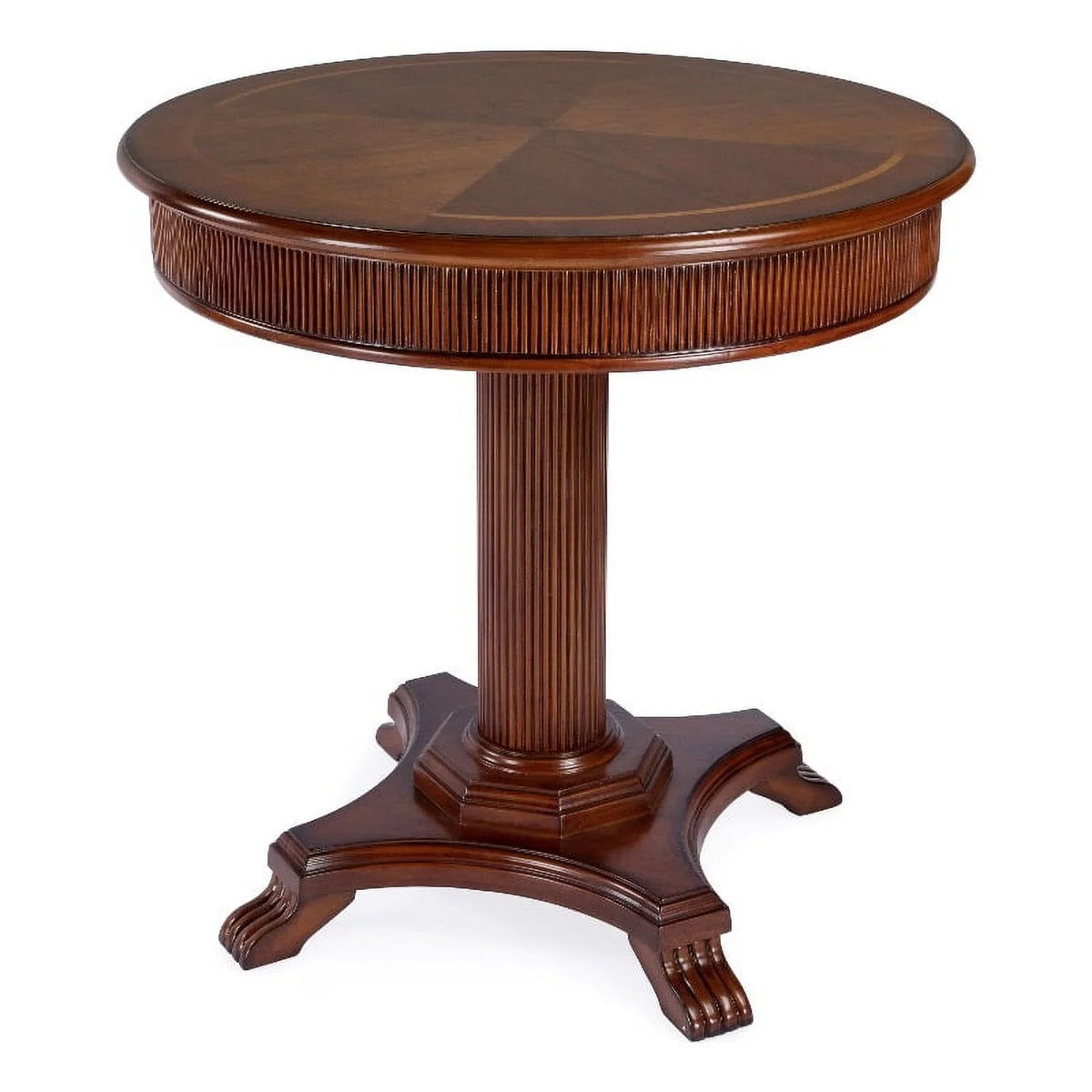 Brown Ribbed Wood Pedestal Foyer Table L995