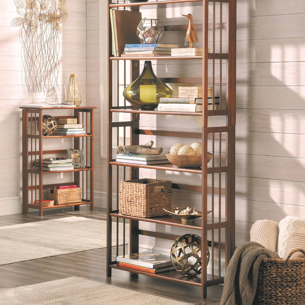 3 Shelf Folding Stackable Bookcase Chestnut R6854