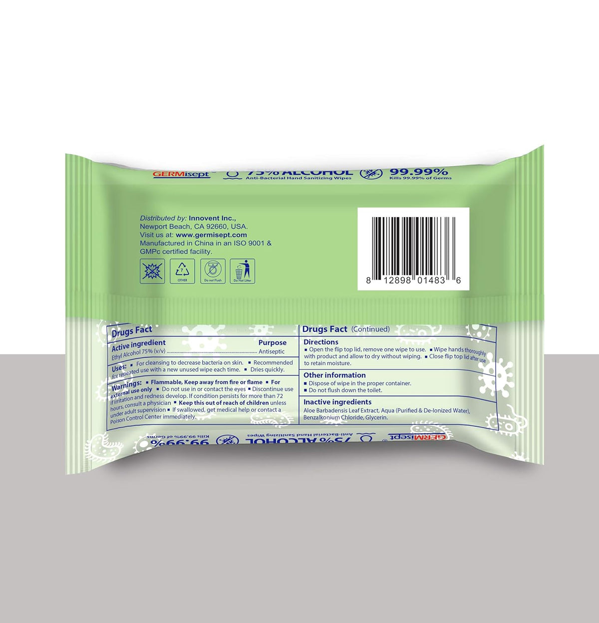 75% Alcohol Antiseptic Hand Sanitizer Wipes (1200 Wipes) W9764